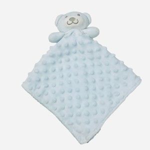 Crevent Teddy Bear Baby Blanket Blue Textured Plush Security Lovey